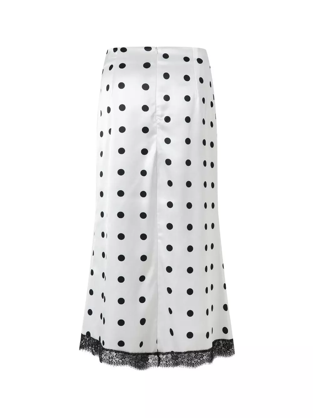 Polka Dot Midi Skirt with Lace Trim, image 11