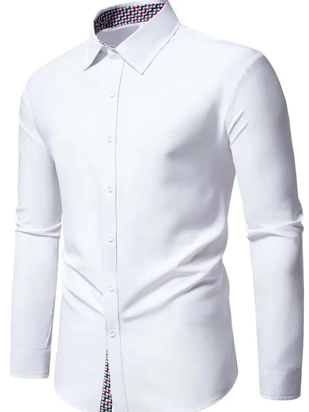 Men's Button-Down Shirt with Checkered Contrast Trim, image 5