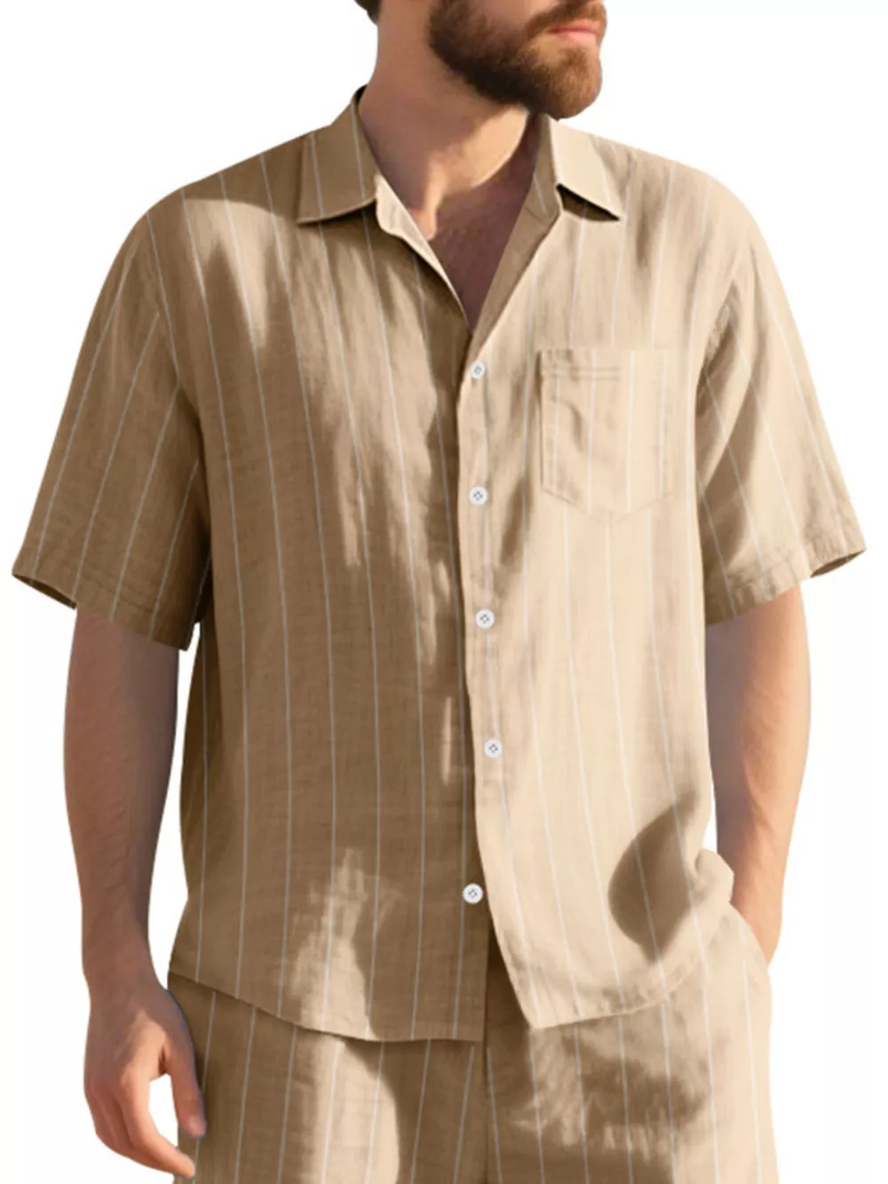 Men's Full Size Casual Striped Short Sleeve Shirt Plus Size, image 11