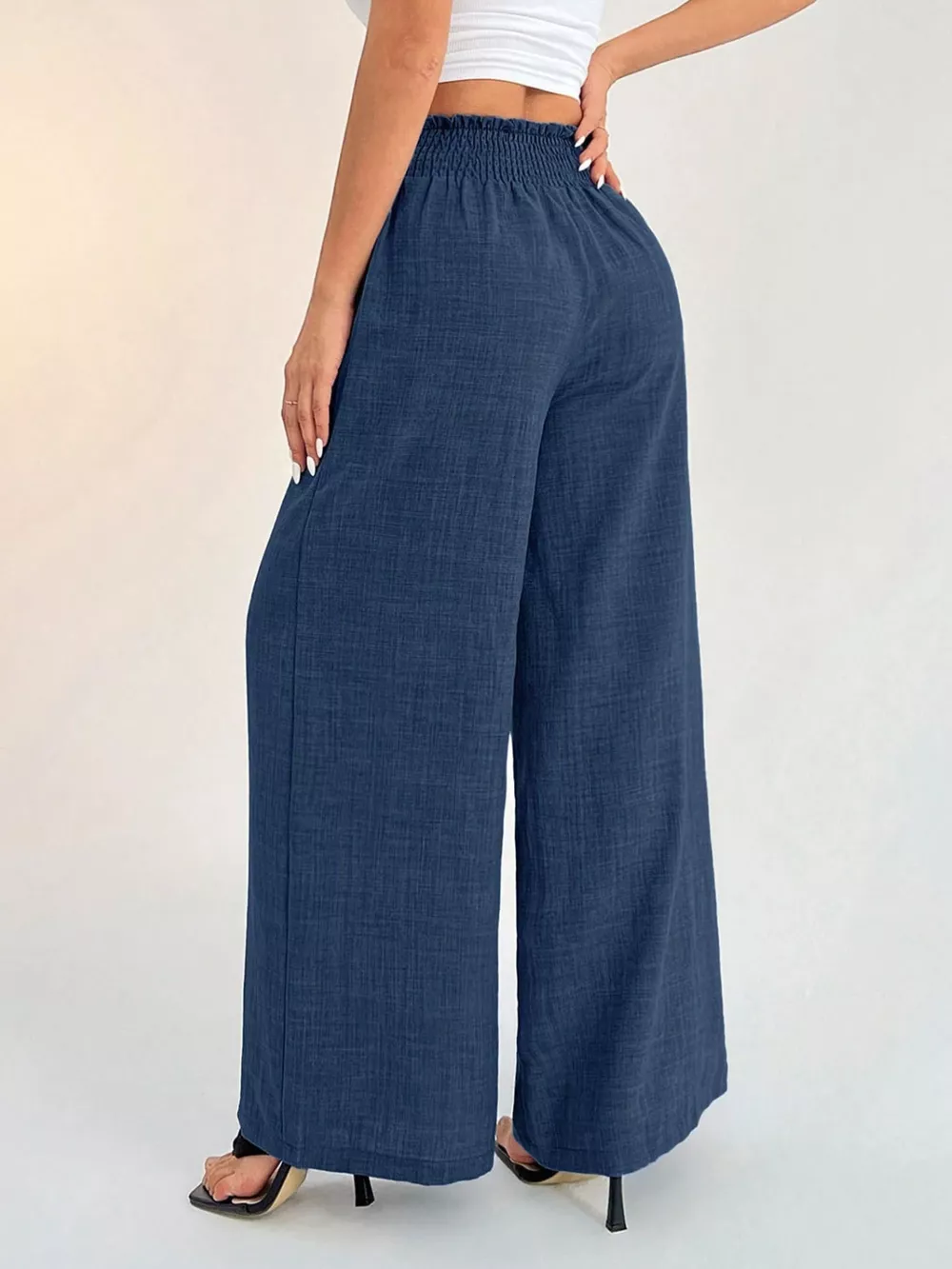 Elastic Waist Wide Leg Pants, image 2