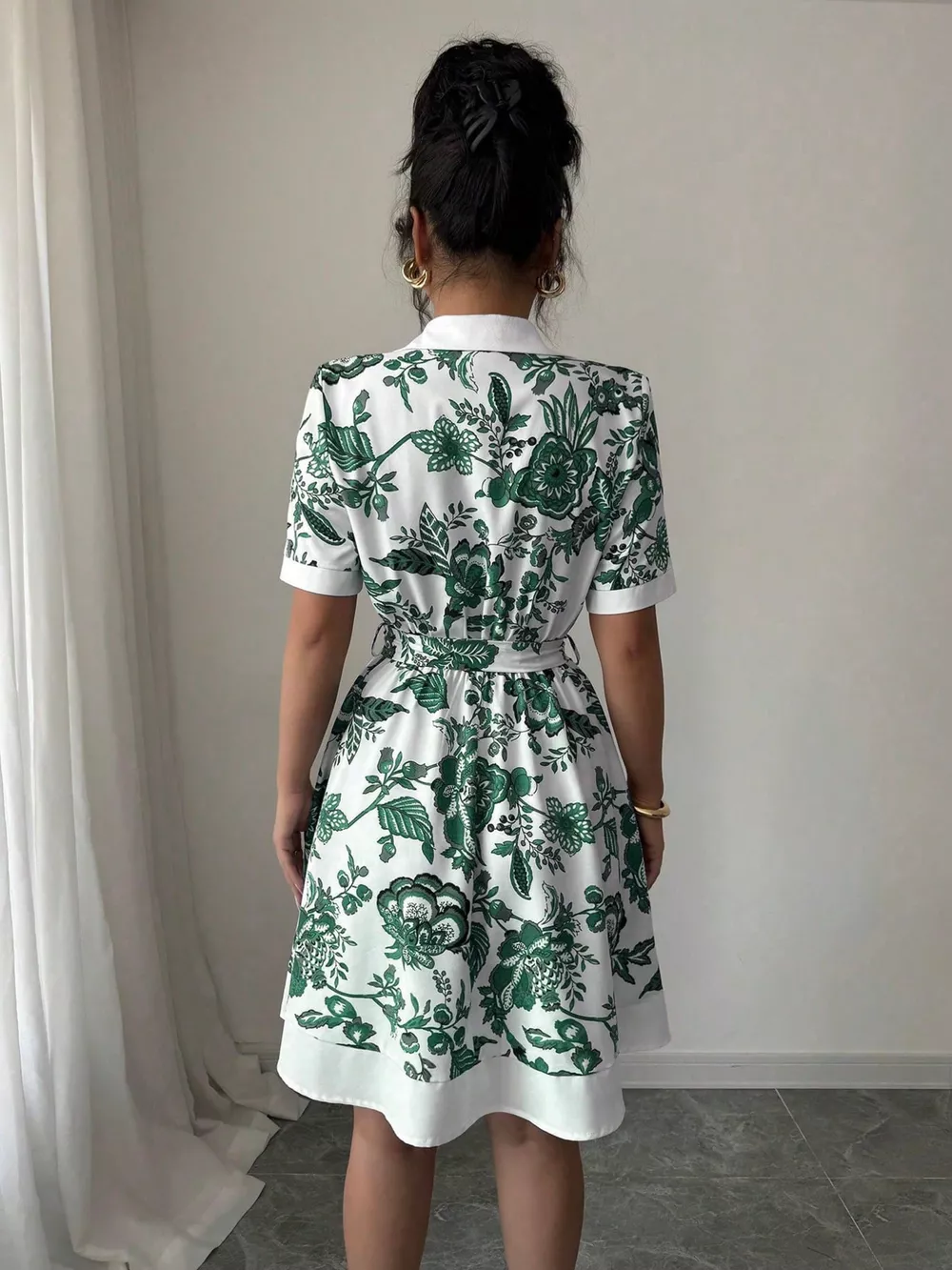Printed Button Front Mini Dress, image 10