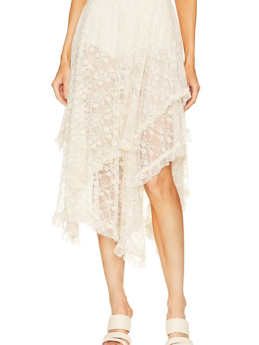 Asymmetrical Lace Midi Skirt, image 4