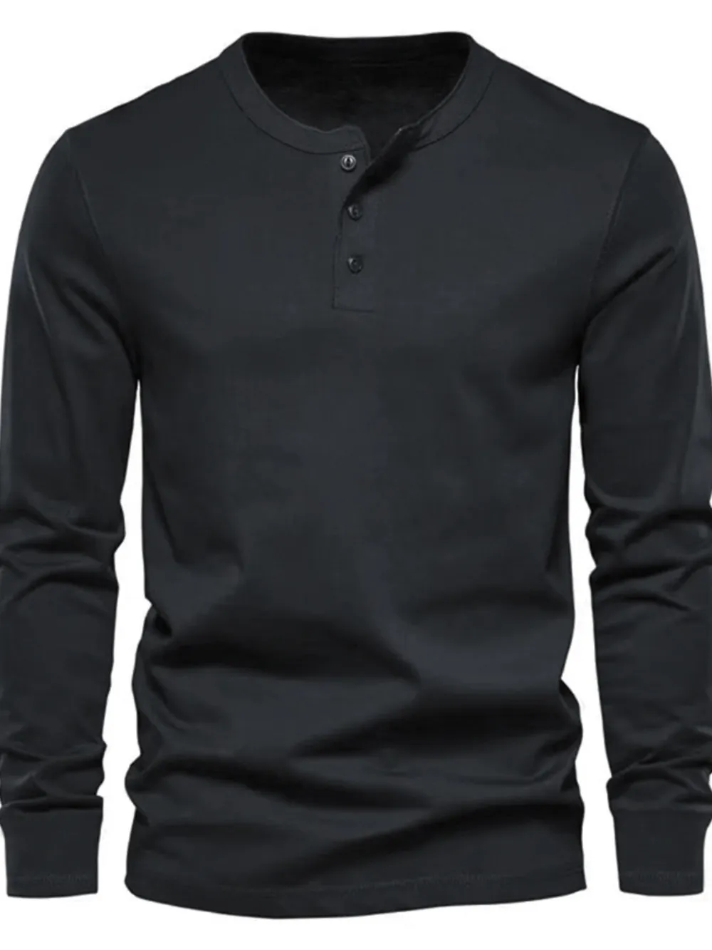 Men's Full Size Button Detail Long Sleeve Henley T-Shirt Plus Size