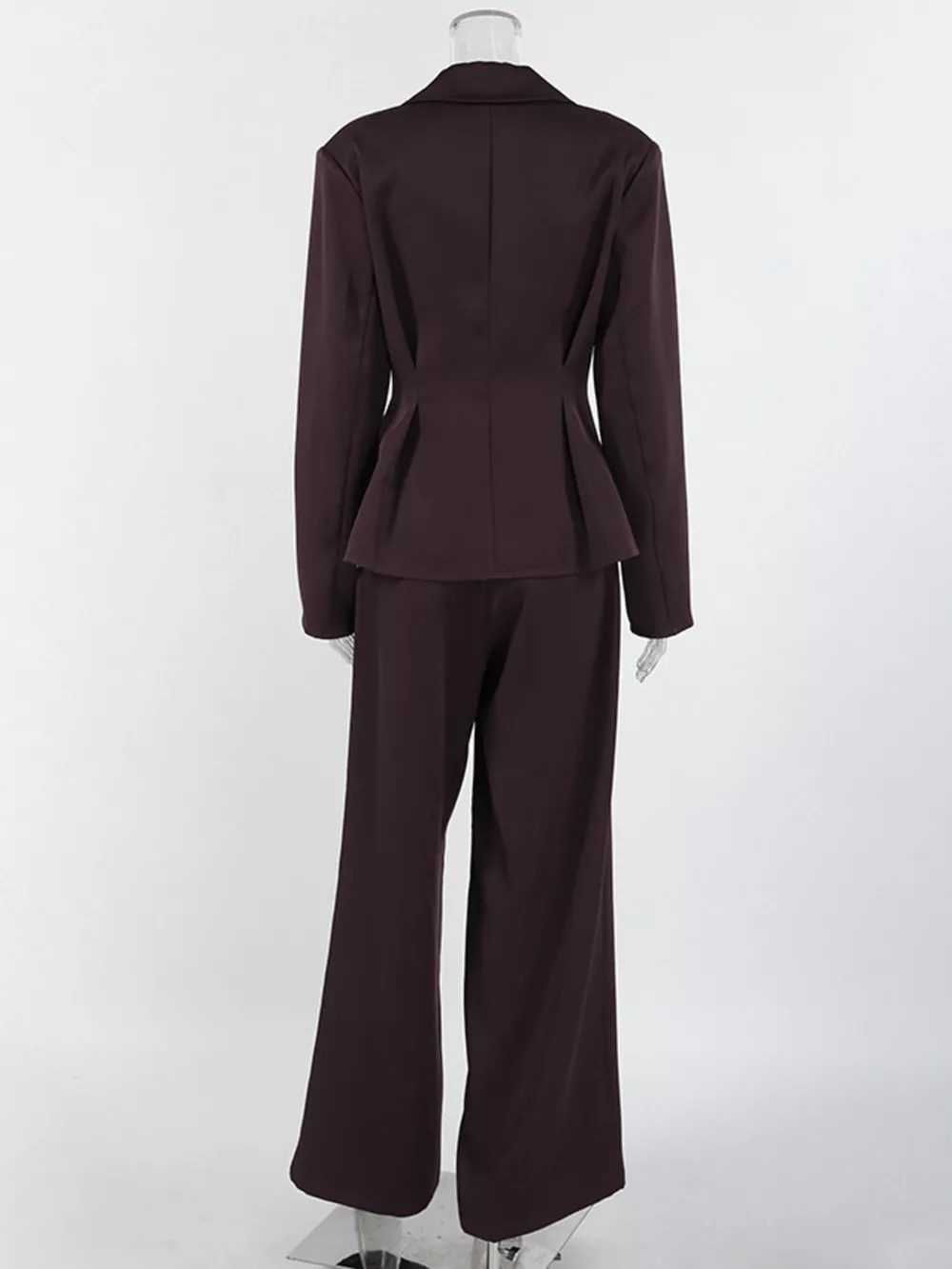 One-Button Blazer and Wide-Leg Pants Set, image 7