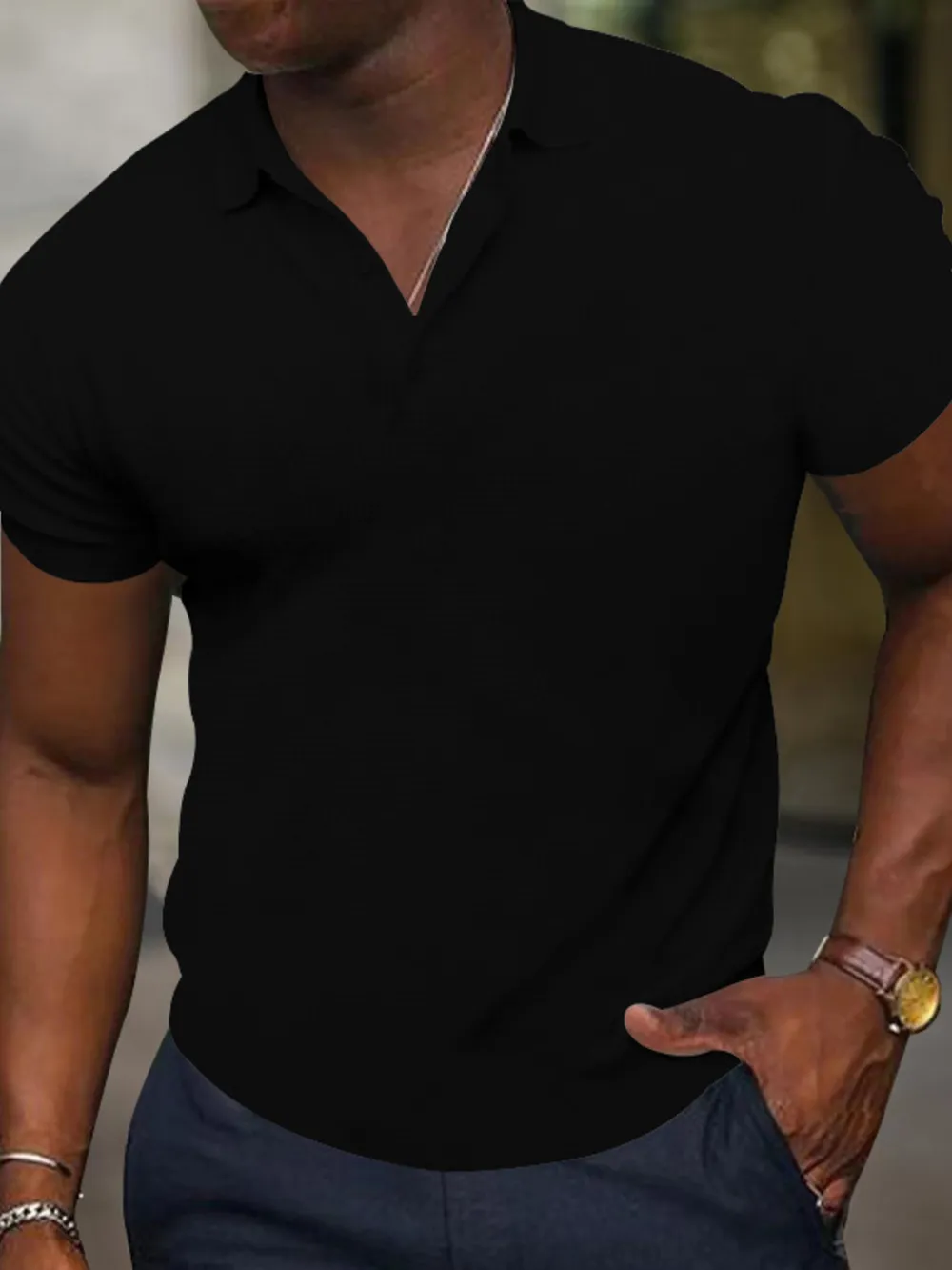 Men's Full Size Texture Short Sleeve Polo Plus Size, image 9