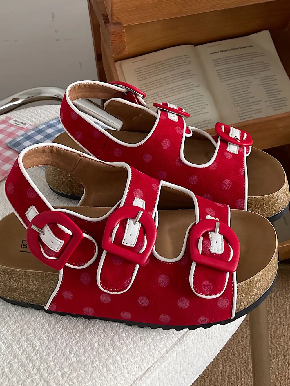 Polka Dot Double Buckle Platform Sandals, image 6