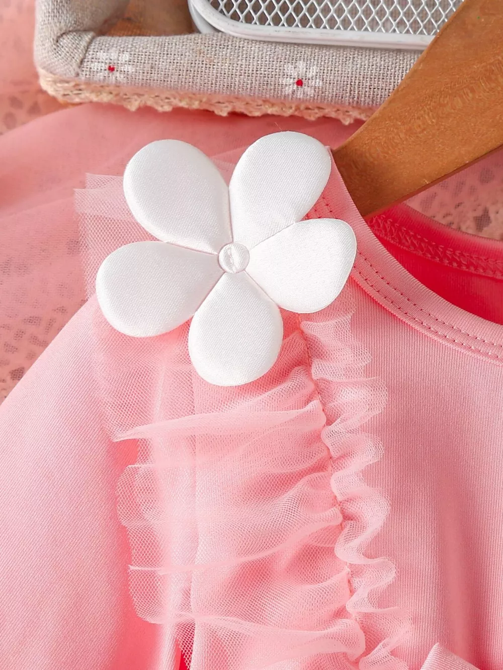 Children's Bow Decor Ruffle Trim Dress, image 4