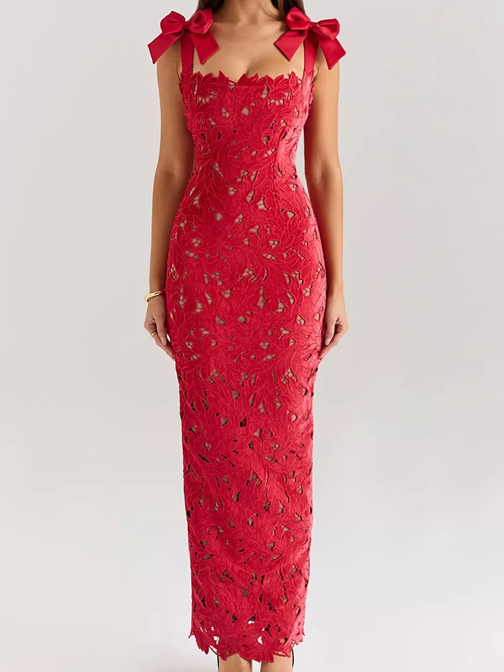 Slit Tie Shoulder Maxi Dress, image 8