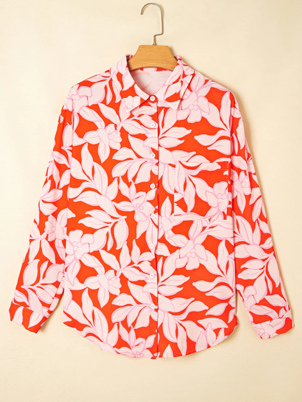 Botanical Print Single Chest Pocket Button Up Shirt, image 2