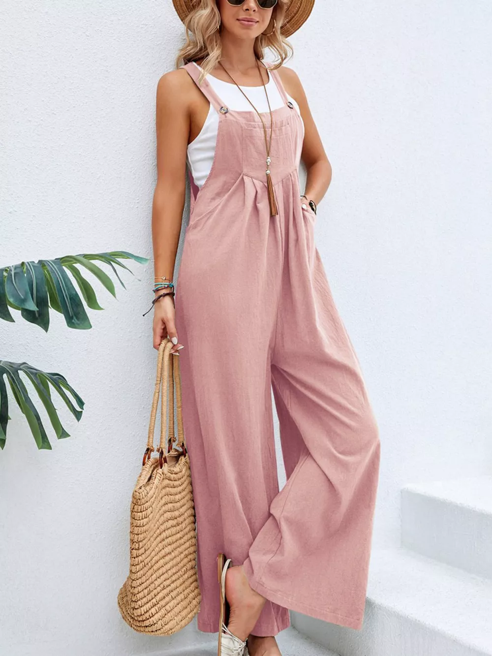 Full Size Casual Wide-Leg Overalls with Pockets Plus Size, image 10