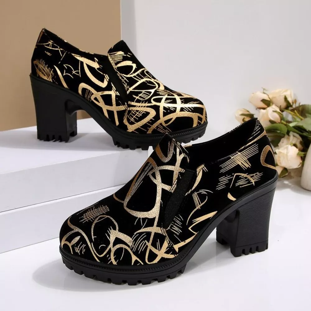 Round Toe Block Heels Pumps, image 4