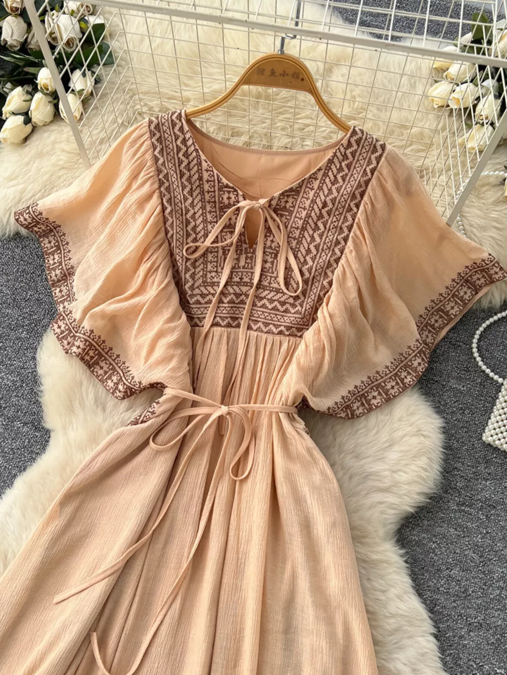 Tie Neck Short Sleeve Dress, image 16