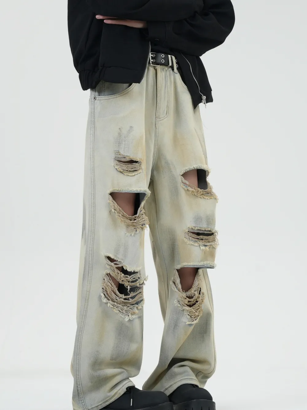 Men's Full Size Distressed Wide Leg Jeans Plus Size, image 2