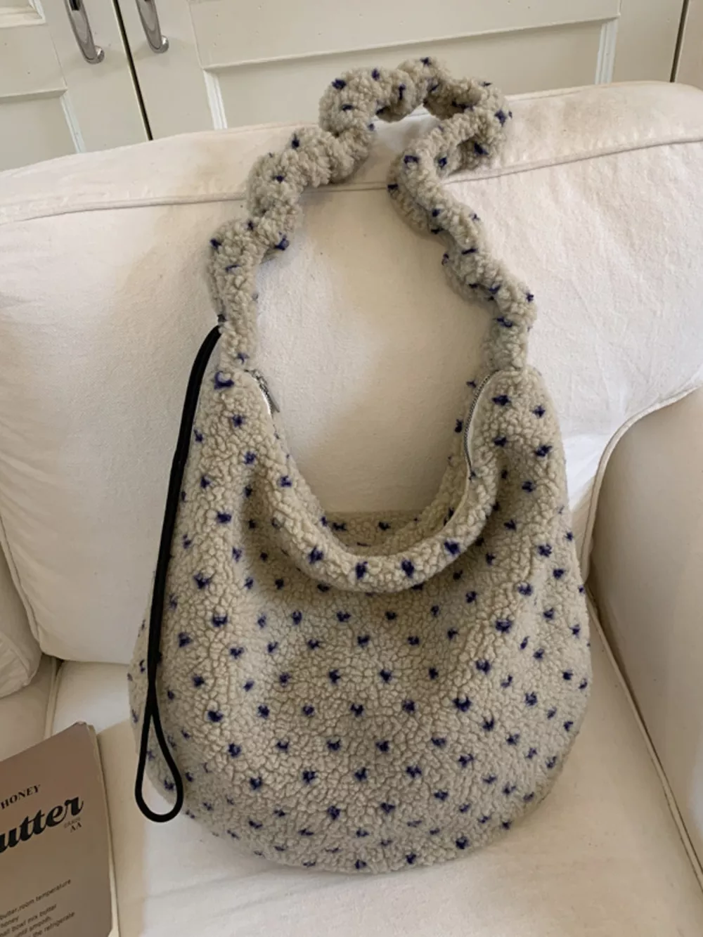 Sherpa Ruched Strap Handbag, image 5
