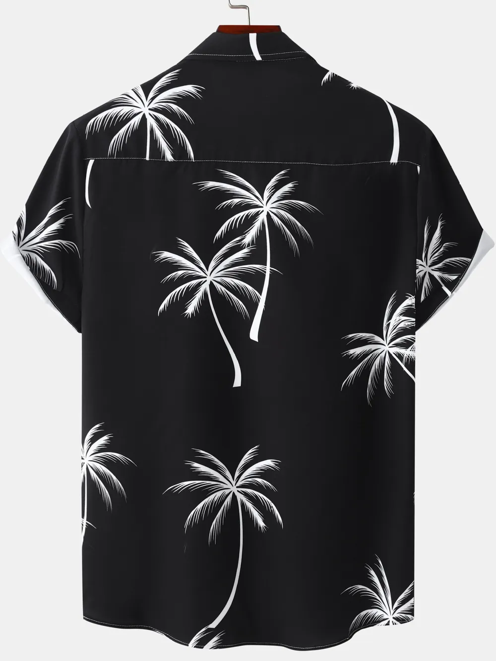 Men's Plus Size Tropical Palm Print Short Sleeve Button Down Shirt, image 2