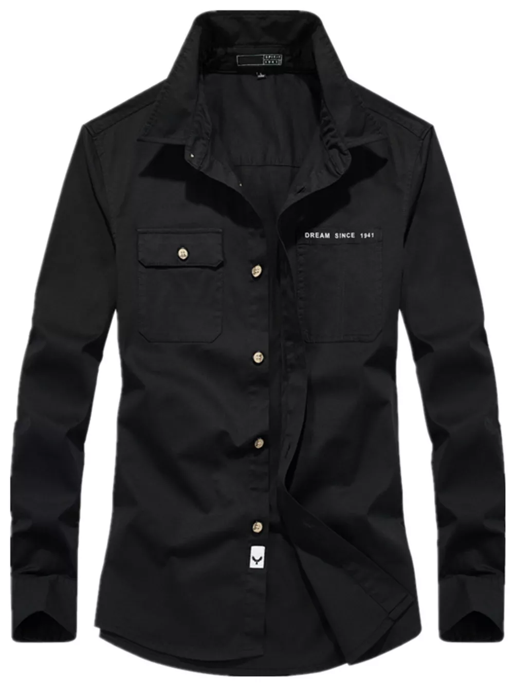 Men's Plus Size Casual Long Sleeve Shirt with Dual Chest Pockets, image 2