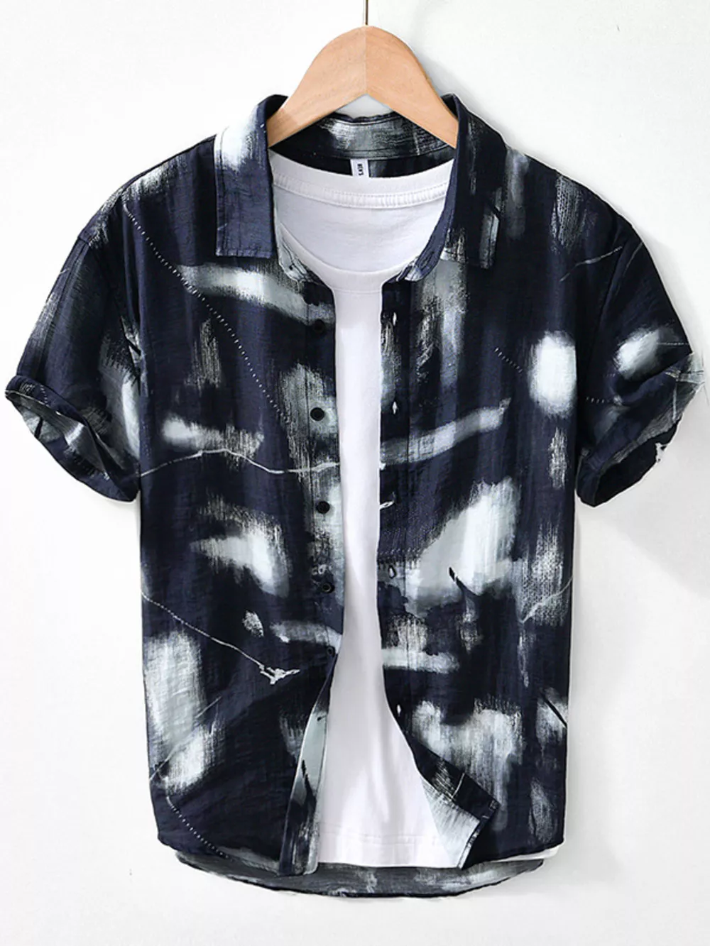 Men's Plus Size Abstract Print Short Sleeve Shirt