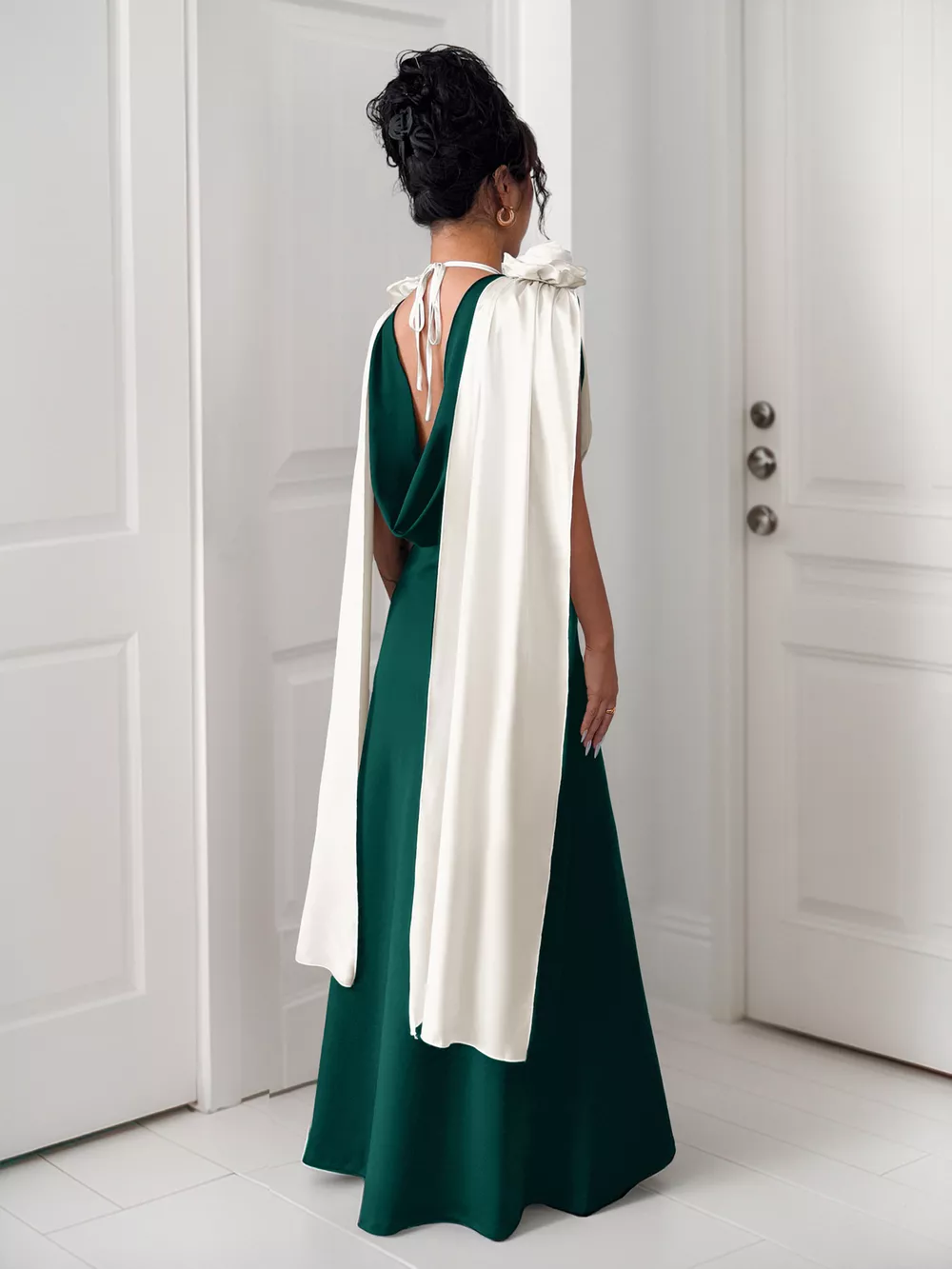 Floral Applique Two Tone Maxi Dress, image 3