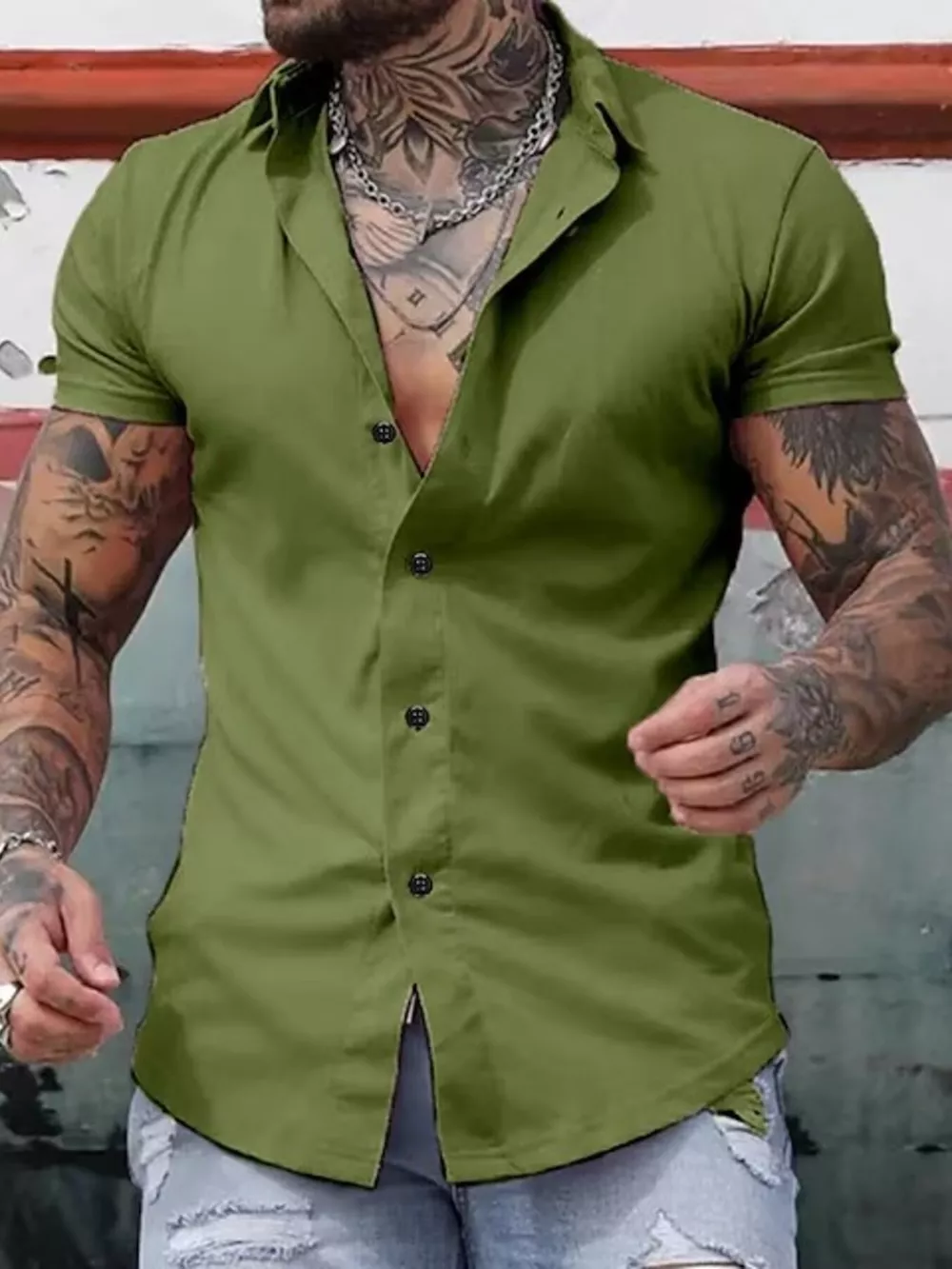 Men's Full Size Slim Fit Short Sleeve Button-Down Shirt Plus Size, image 5