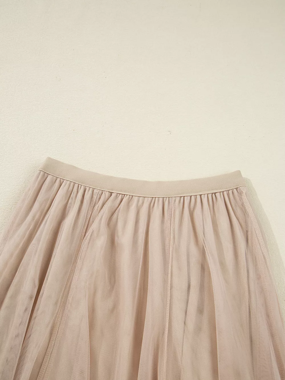 Tulle Mesh Overlay Flared Midi Skirt, image 9