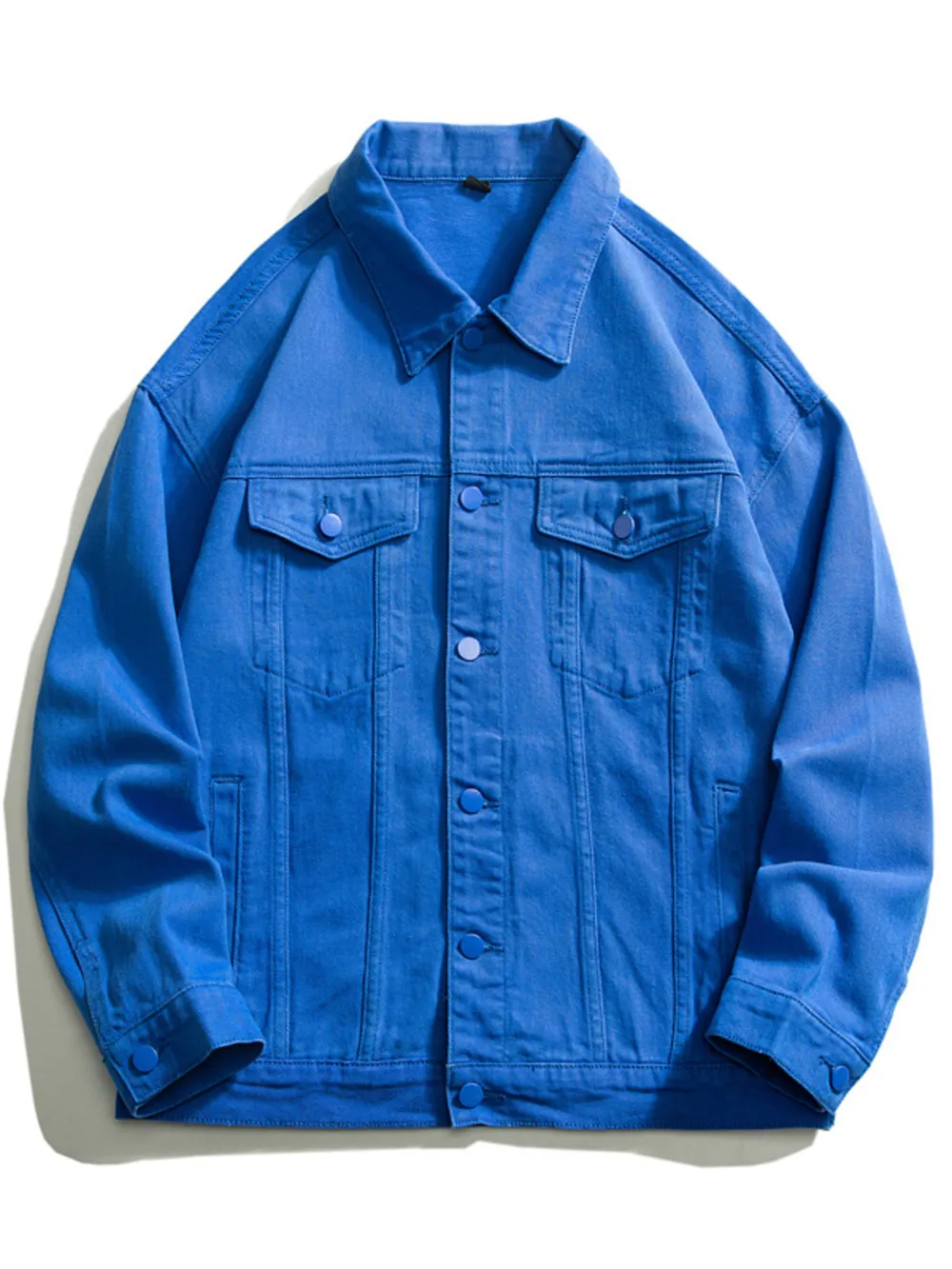 Men's Plus Size Button Up Long Sleeve Denim Jacket, image 7