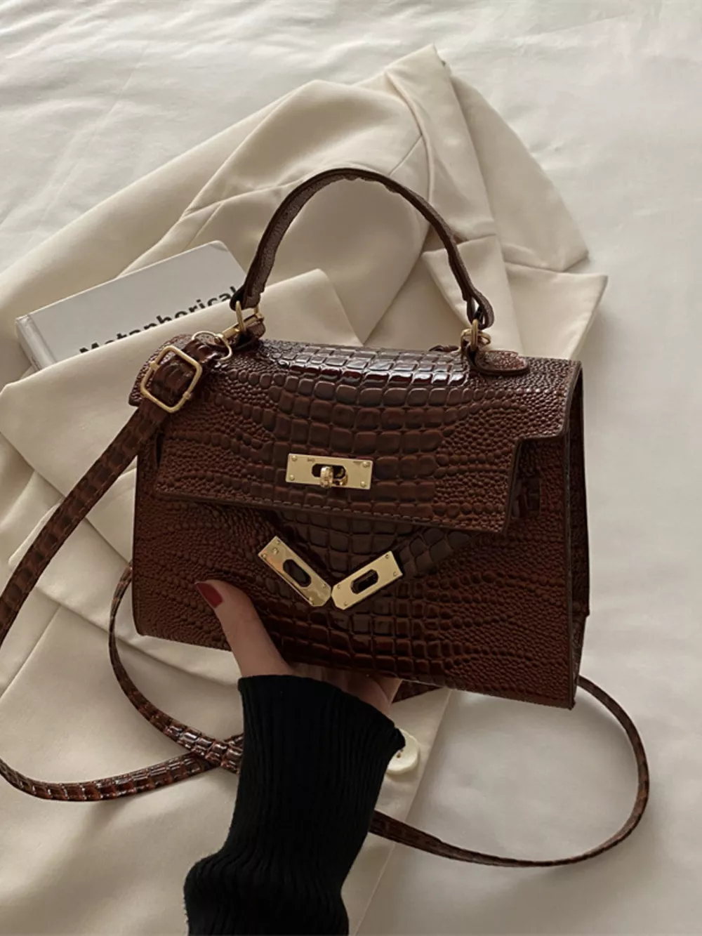 Embossed Flap Crossbody Bag, image 8