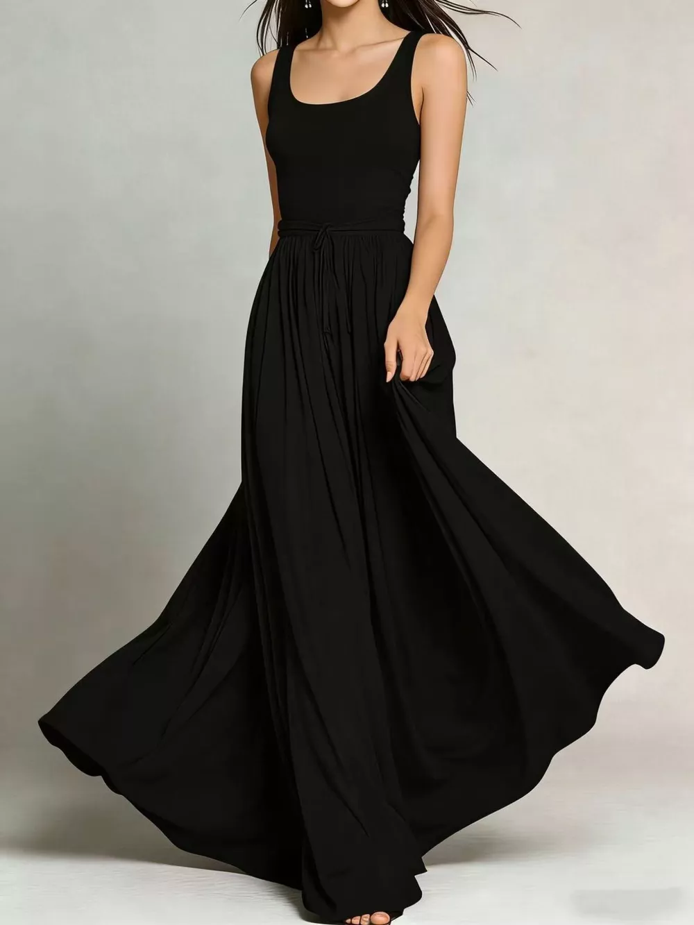 Sleeveless Solid Color Maxi Dress, image 4