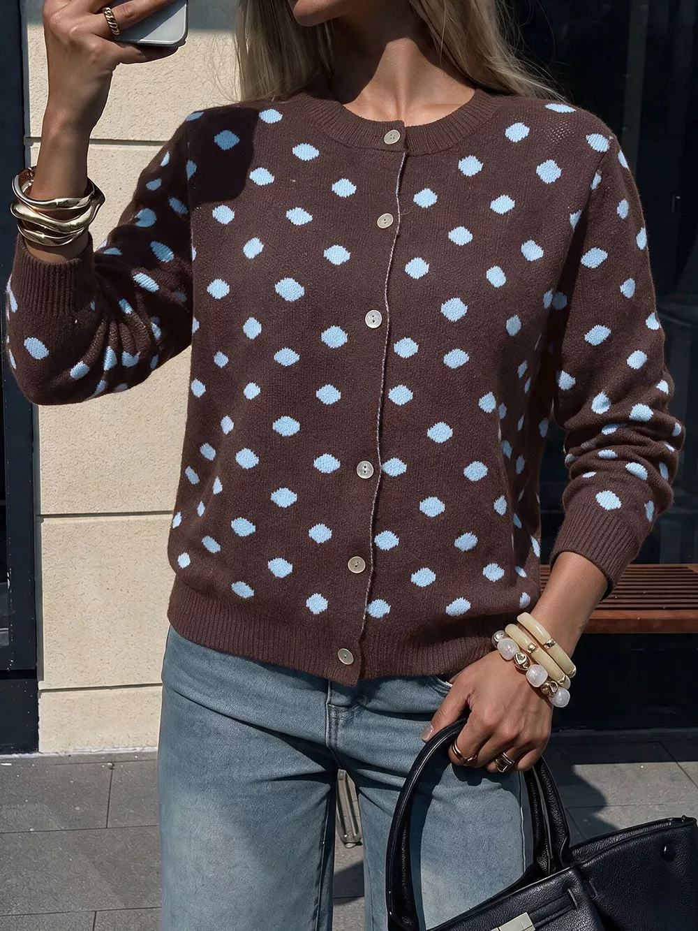 Polka Dot Button Up Cardigan, image 5