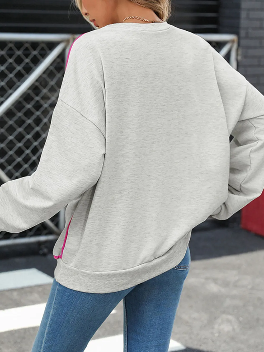 Contrast Trim Oversized Sweatshirt, image 2