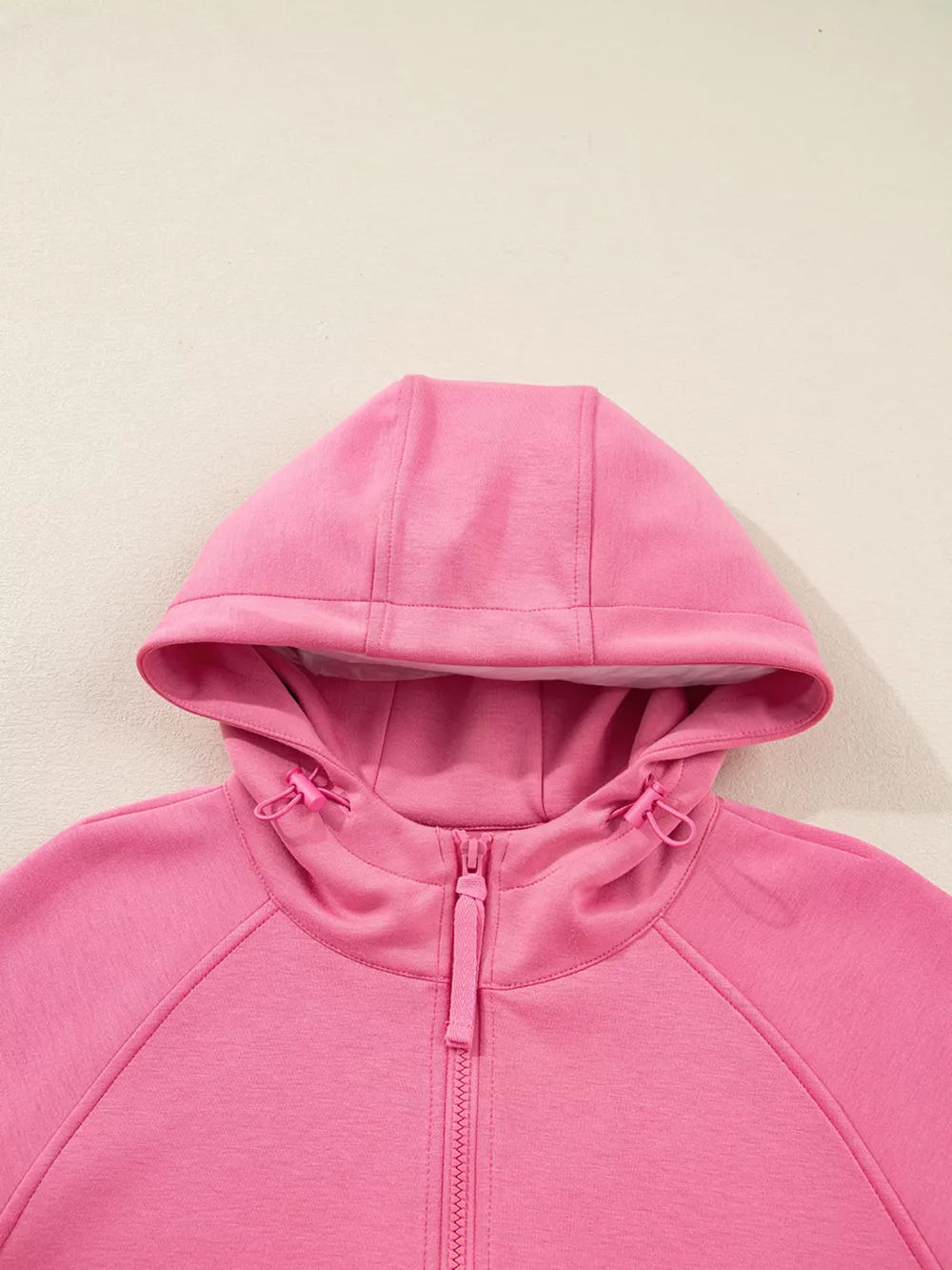 Solid Color Zip Up Hoodie Drawstring Loose Pants Set, image 9