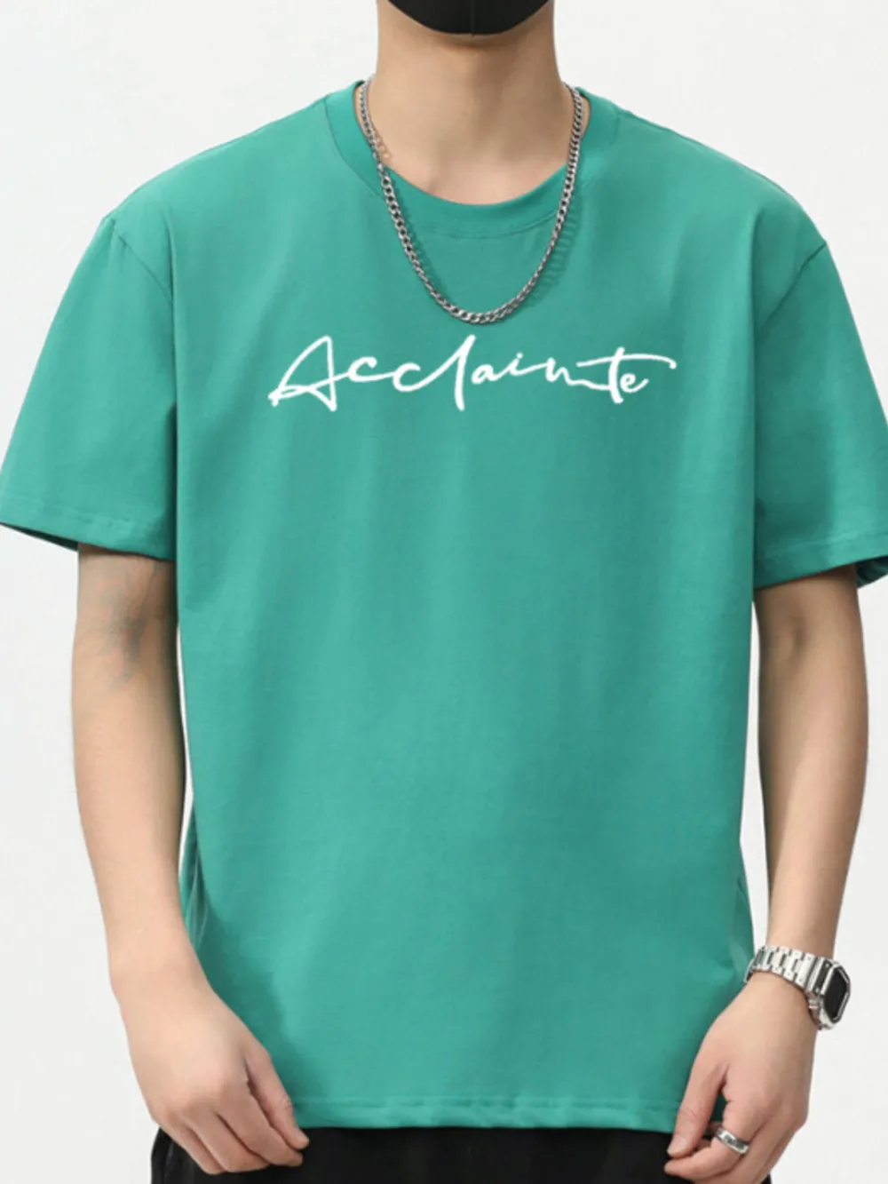 Men's Plus Size Letter Round Neck Short Sleeve T-Shirt, image 3