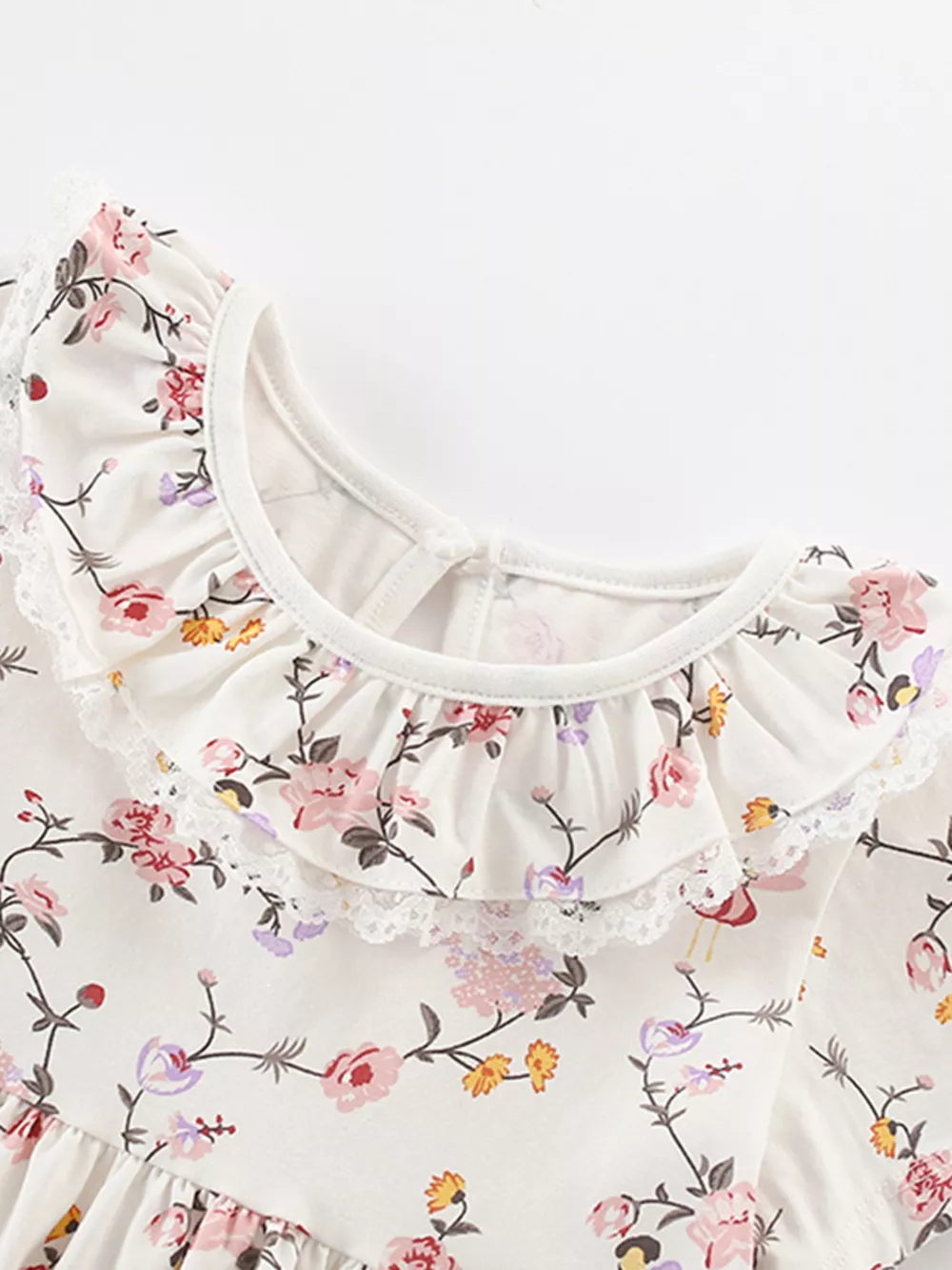 Children's Floral Print Ruffle Collar Dress, image 2