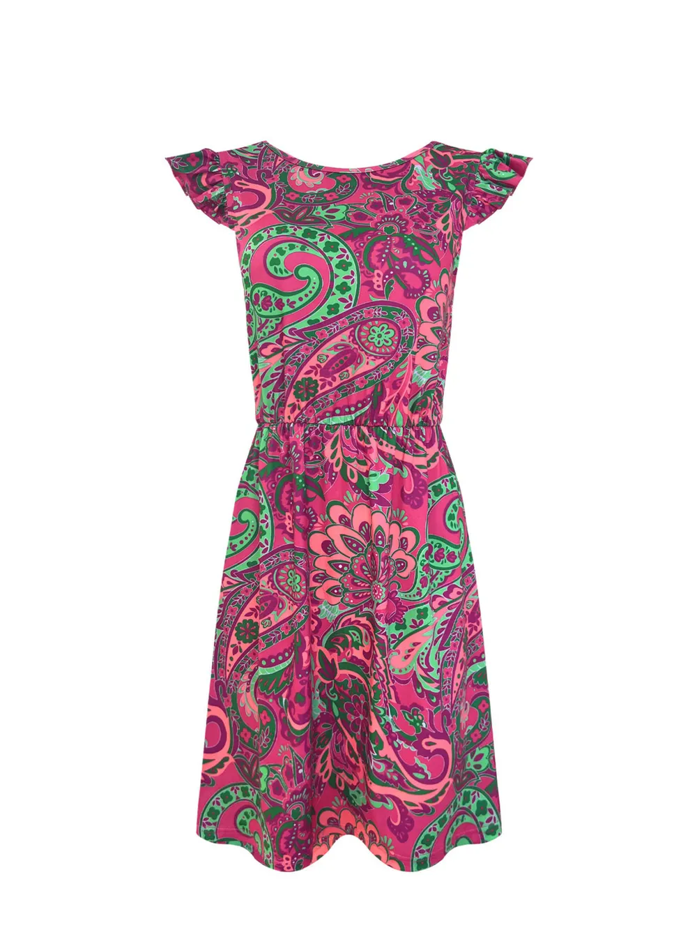 Paisley Print Ruffle Sleeve Mini Dress, image 9