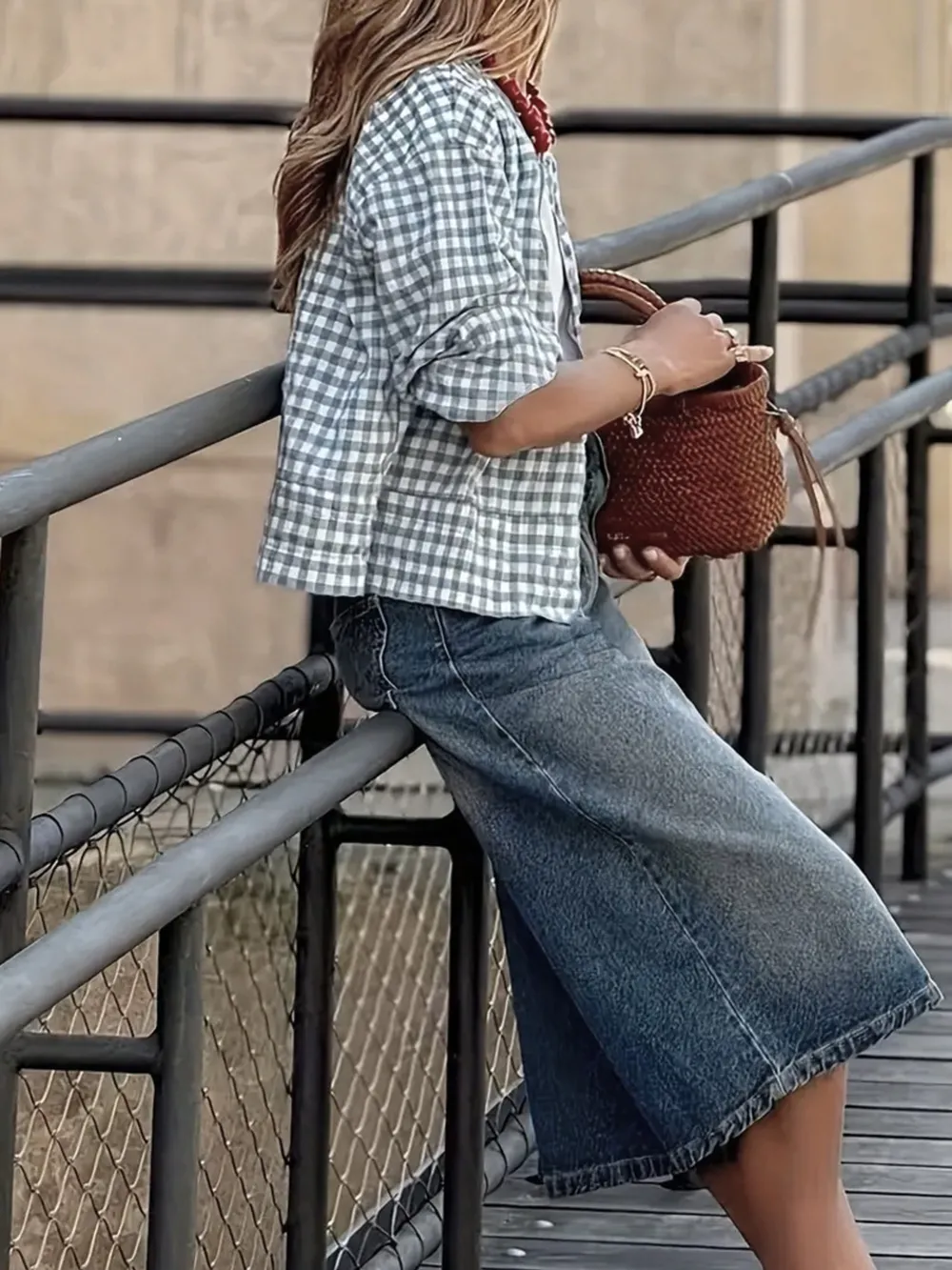Plaid Zip Up Long Sleeve Jacket, image 4
