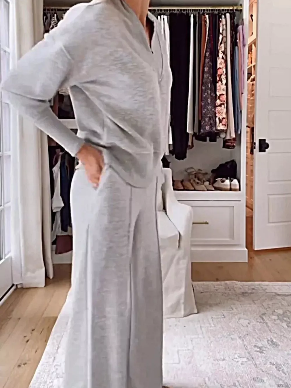 Full Size Cozy V-Neck Top and Pants Set Plus Size, image 3