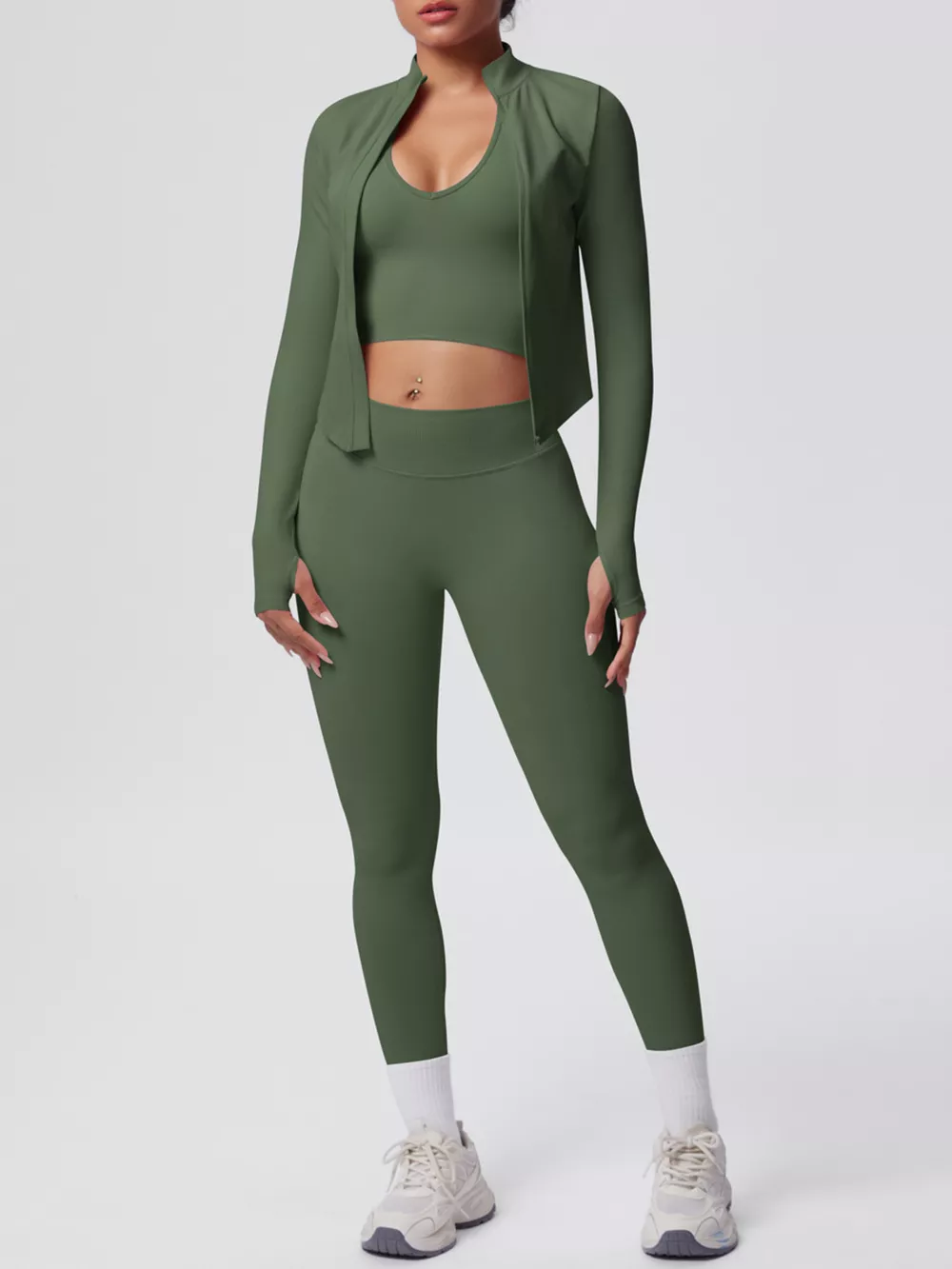 Tank & Zip-Up Jacket and Leggings Three-Piece Active Set, image 26