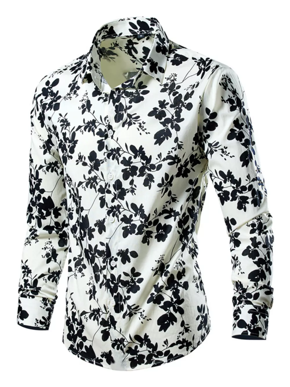 Men's Plus Size Tropical Leaf Print Button-Down Shirt, image 7