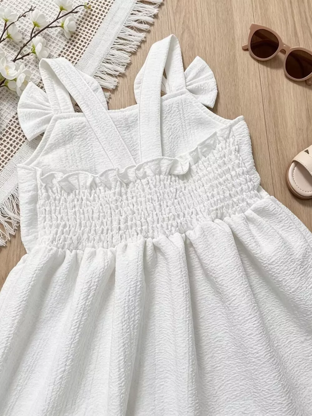 Children's Bowknot Decor Ruffle Hem Sleeveless Dress, image 12
