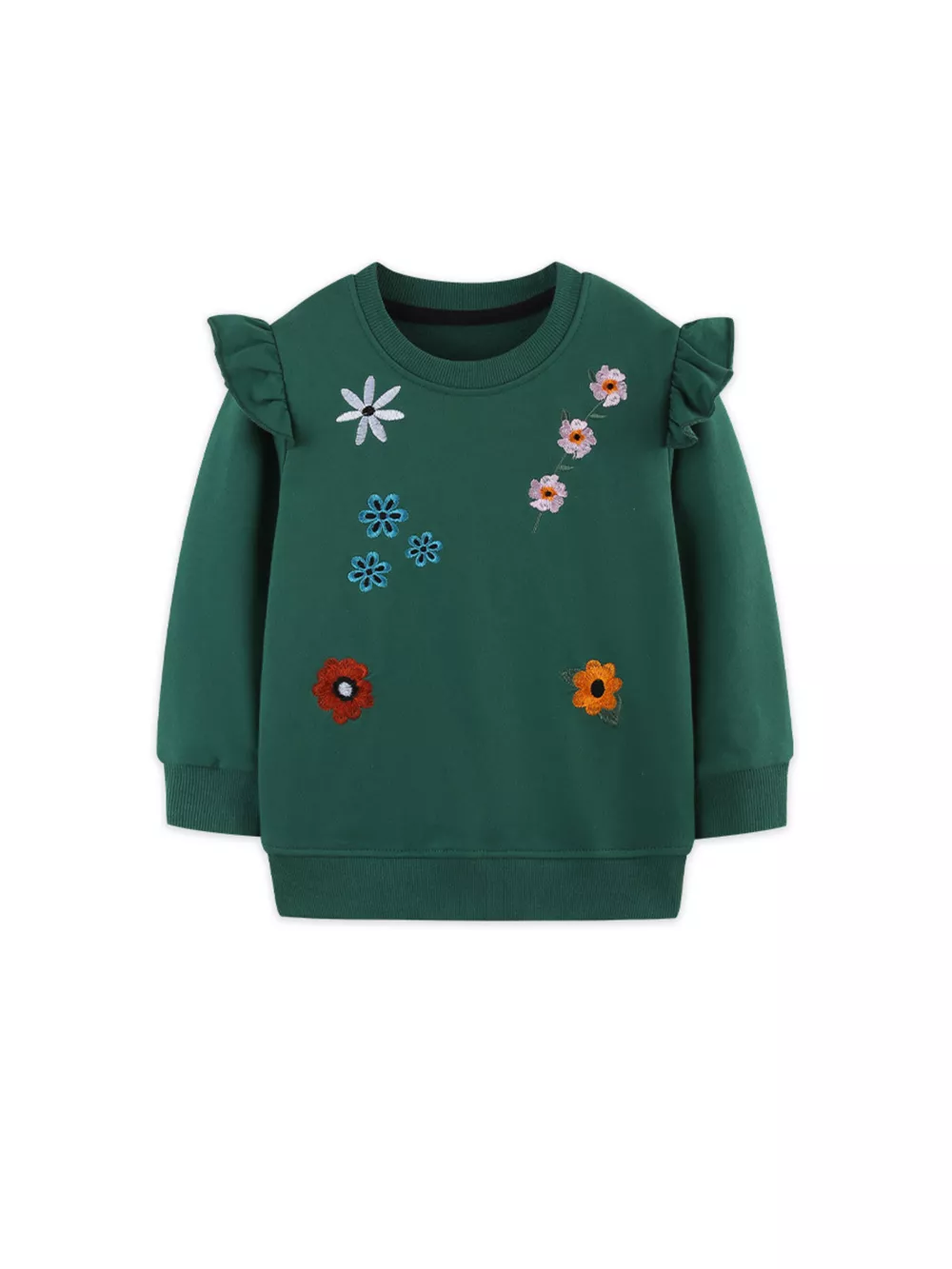 Children's Floral Embroidered Crew Neck Sweatshirt, image 2