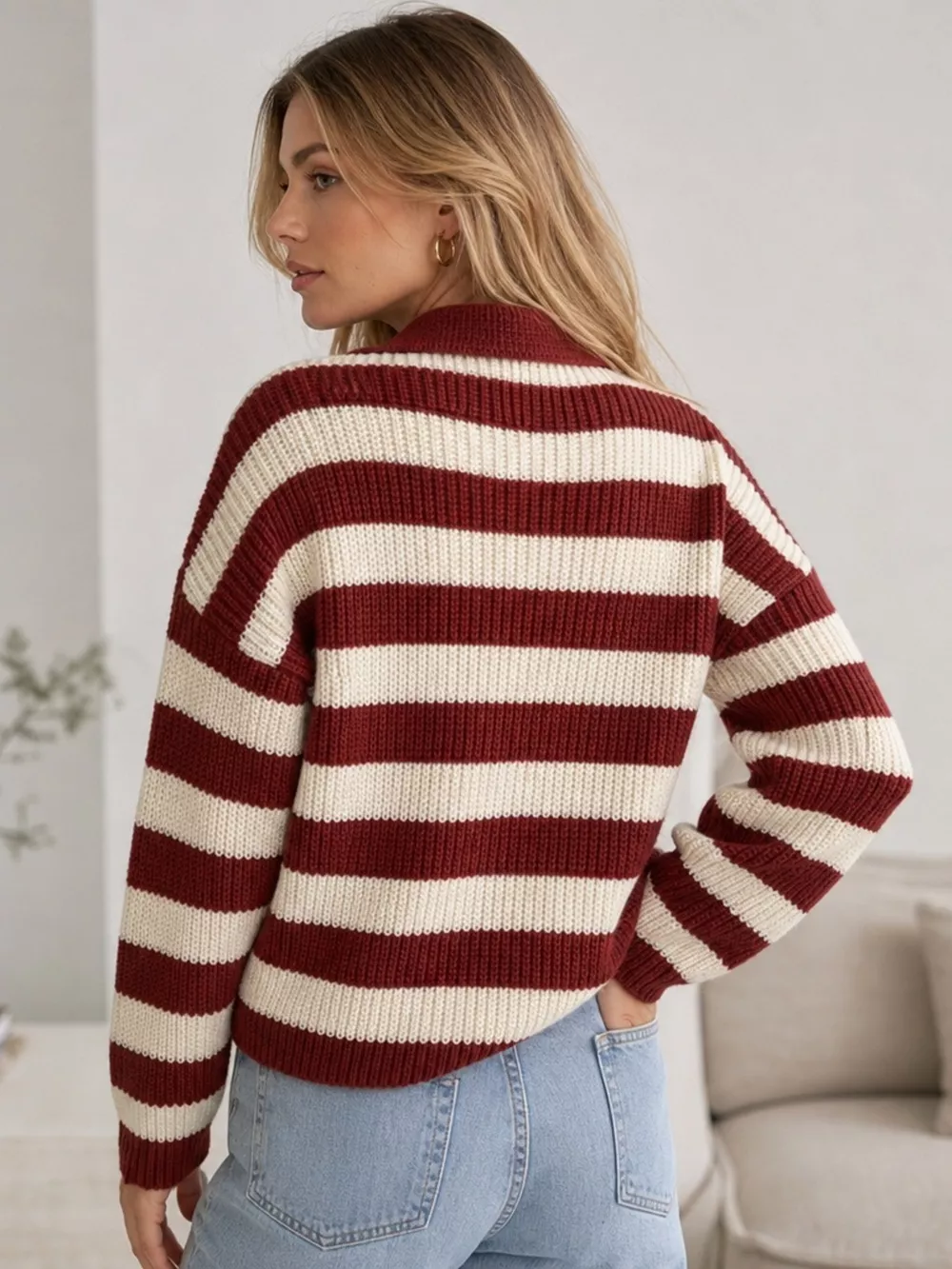 Striped Dropped Shoulder Sweater, image 15