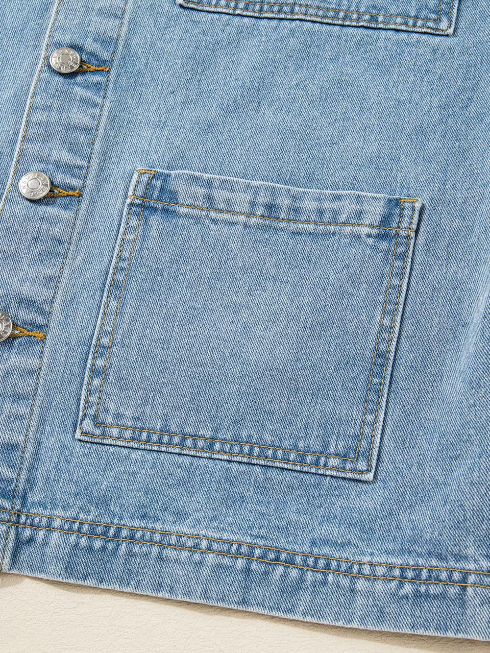 Patched Pockets Side Tie Denim Jacket, image 5