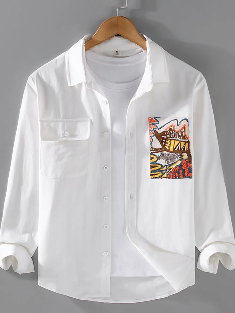 Men's Plus Size Button Up Long Sleeve Shirt, image 2