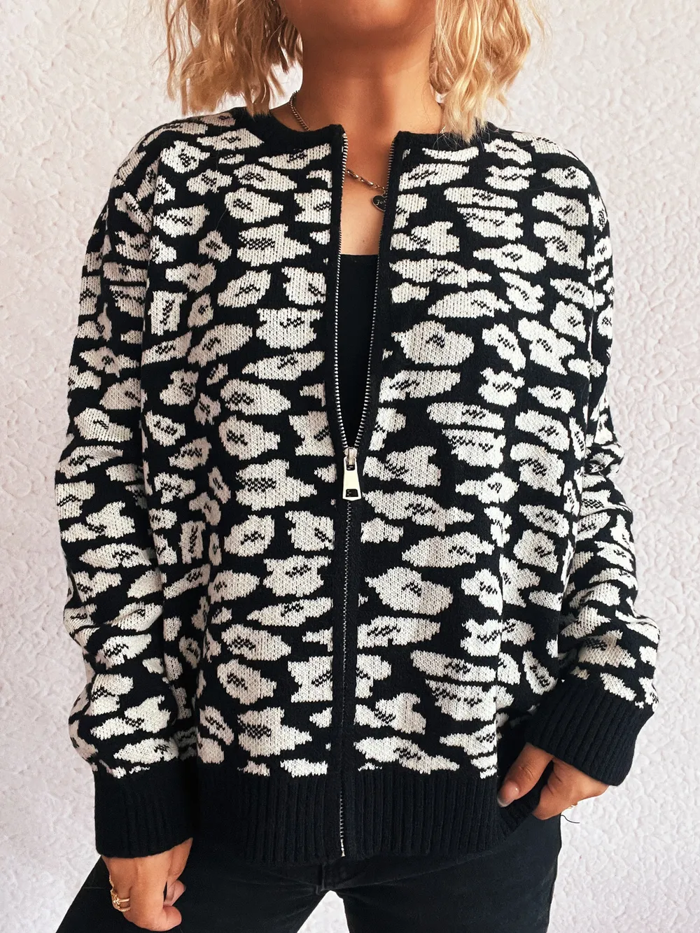 Zip Up Long Sleeve Cardigan, image 2
