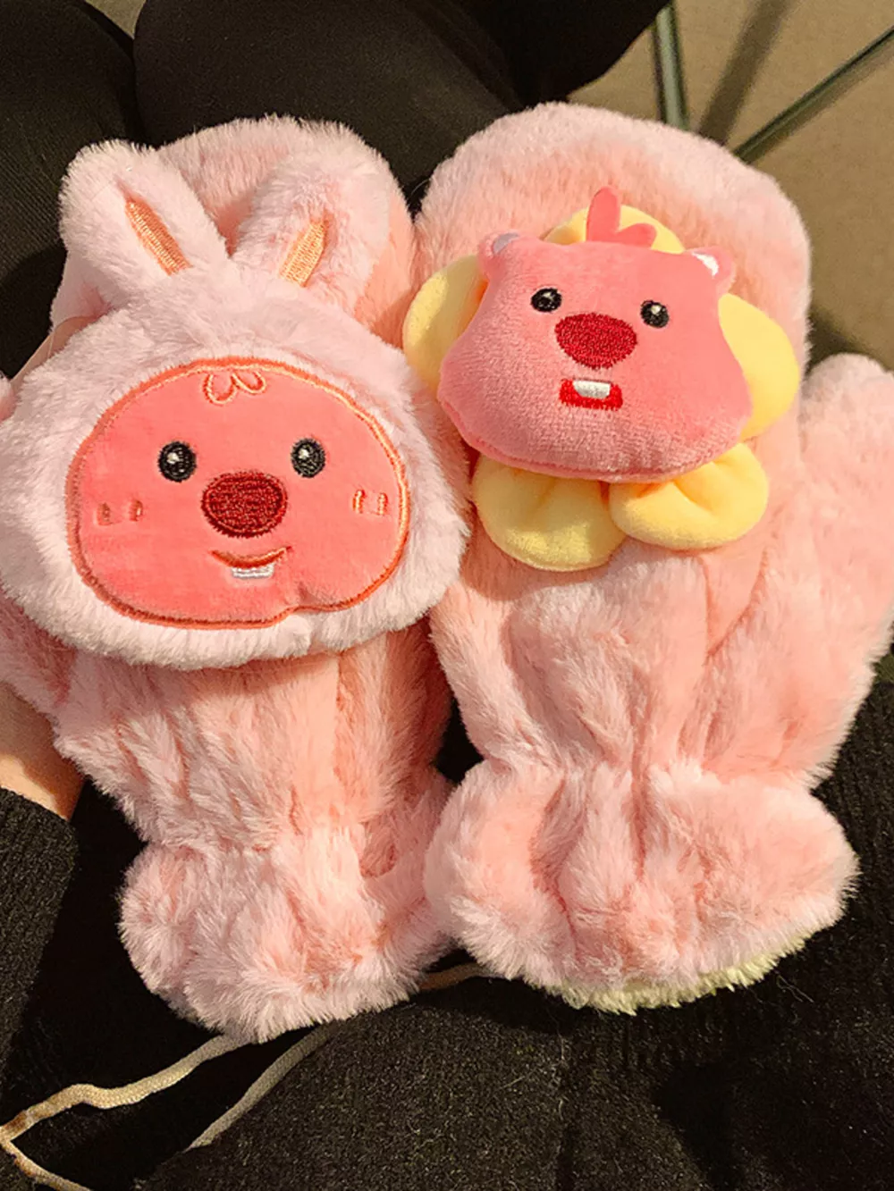 Cartoon Plush Warm Gloves, image 3