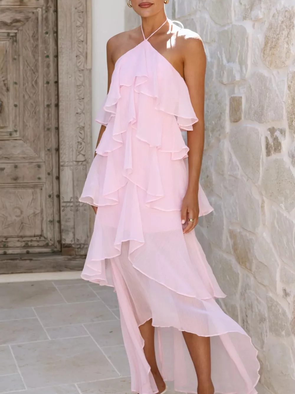 Layered Ruffled Halter Neck Dress, image 14