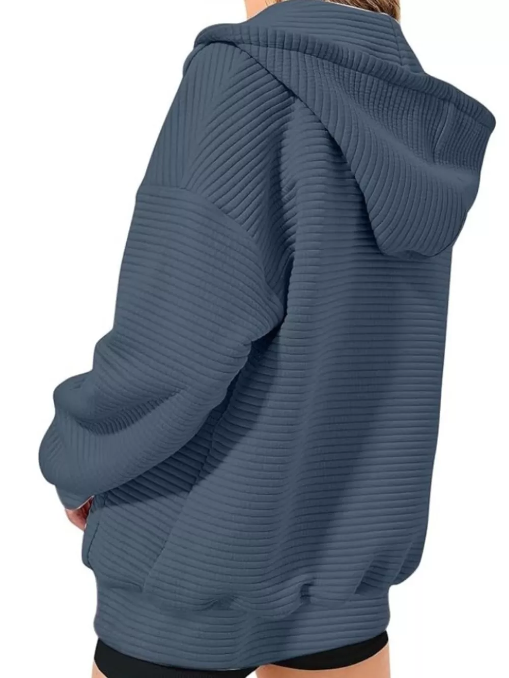 Drawstring Zip Up Dropped Shoulder Hoodie, image 6