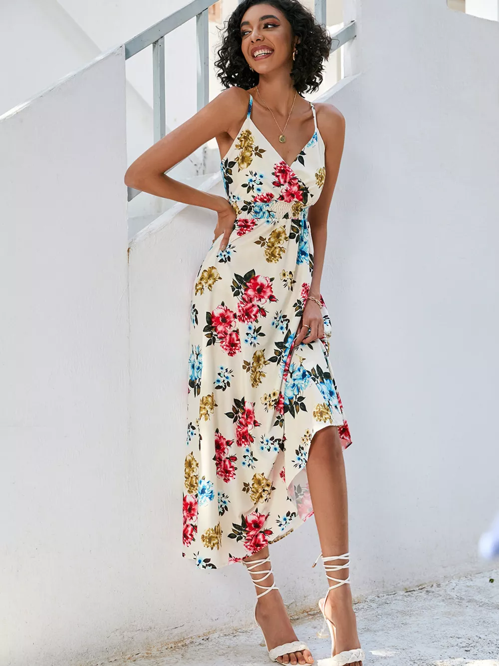Floral Print Spaghetti Strap Midi Dress, image 24