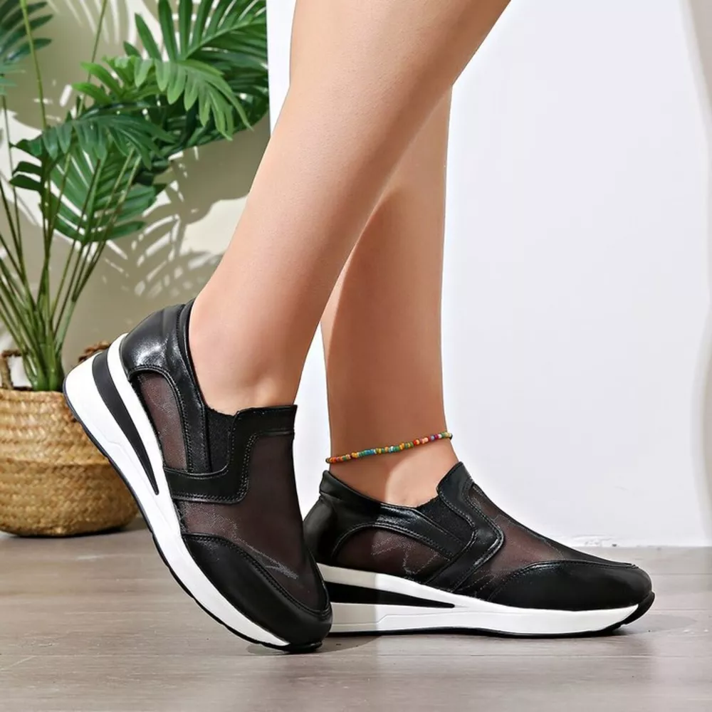Round Toe Wedge Sneakers, image 2