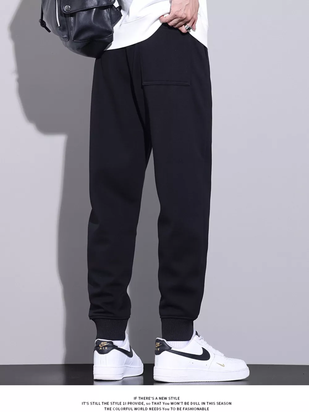 Men's Full Size Casual Drawstring Elastic Waist Ankle Cuffed Pants Plus Size, image 3
