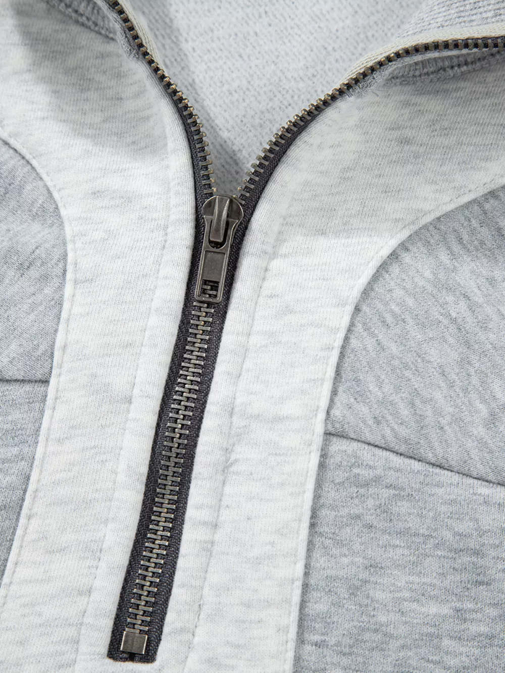 Half Zipper Collared Drop Shoulder Side Slits Sweatshirt, image 6